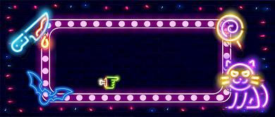 霓虹灯万圣节狂欢卡通手绘手机首图背景