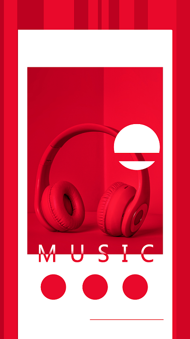 红色时尚大气头戴式耳机手机海报背景
