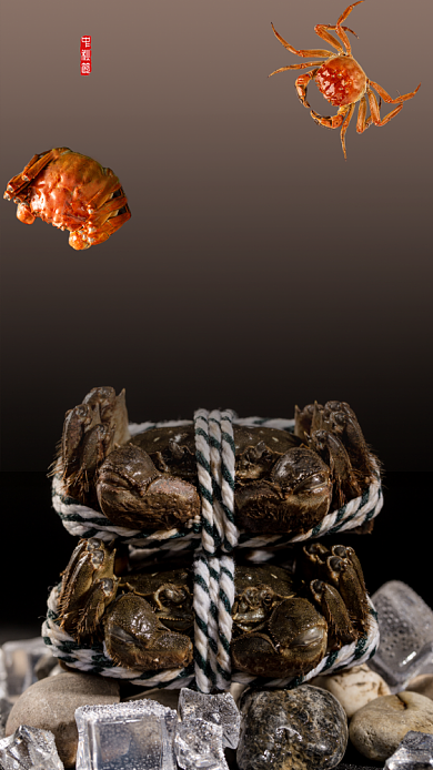 新鲜螃蟹促销海报背景