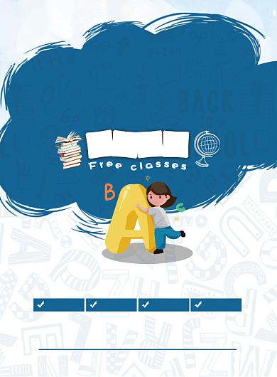 白蓝色卡通少儿英语培训宣传促销印刷海报背景