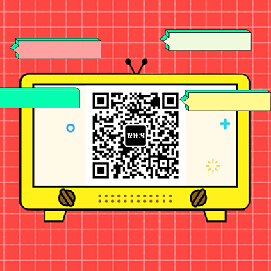 创意卡通电视对话框二维码背景