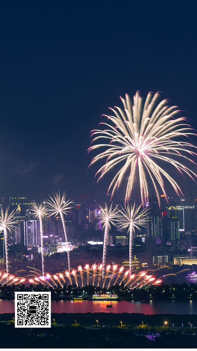 新年赏烟花祝福手机海报背景