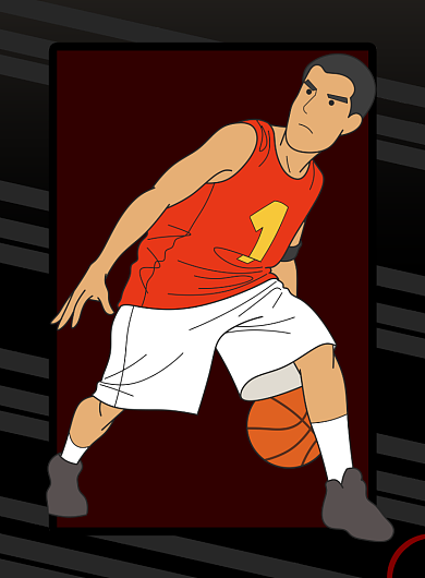 卡通篮球俱乐部印刷海报背景