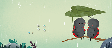 谷雨节气可爱小虫子公众号首图背景
