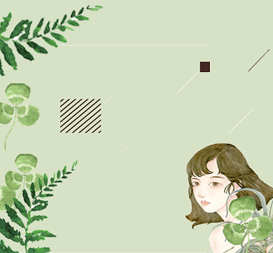 手绘女孩绿色小清新朋友圈封面背景