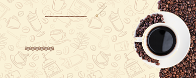 棕色卡通咖啡馆优惠券背景