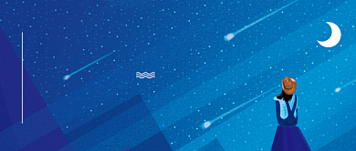 创意时尚手绘夜晚少女插画微信公众号素材图片背景