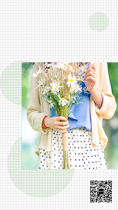 淡绿色小清新女孩11月你好日签手机海报背景