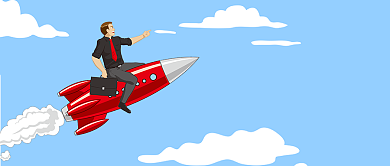 蓝色教育培训职场火箭升值公众号首图背景