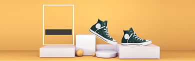 立体鞋子大促海报背景