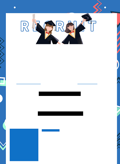 蓝色创意校园招聘会促销海报背景