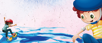 创意卡通手绘时尚滑板日插画微信公众号素材图片背景