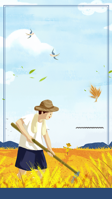 传统清新简约芒种节气手机海报背景