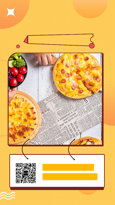 黄色清新美食新品上市手机海报模板背景