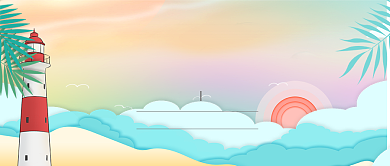 卡通扁平清新夏季旅游度假促销广告微信公众号素材图片背景