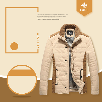 咖啡色男士棉服淘宝主图直通车模板背景