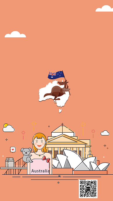 扁平澳大利亚手机海报背景