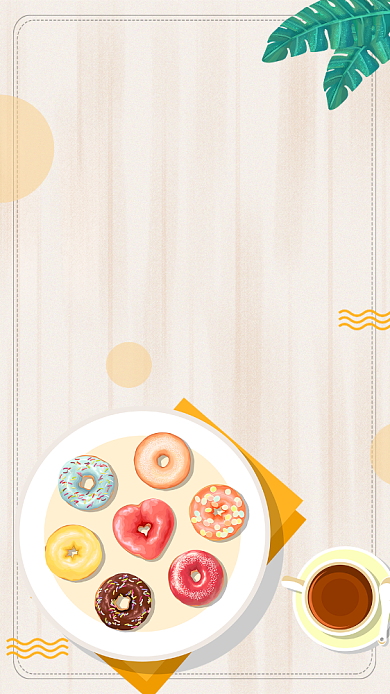 橙色小清新美食食品甜品商家促销手机海报背景