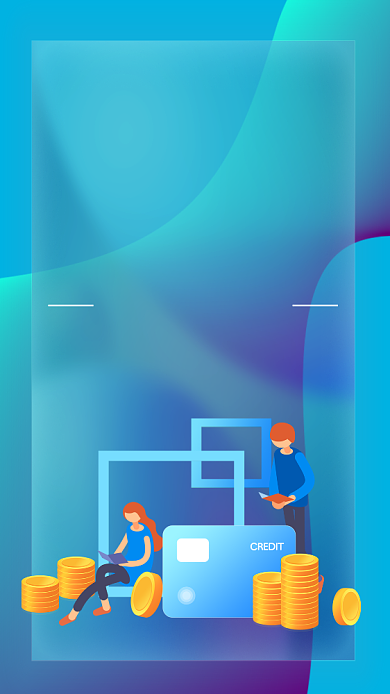 蓝色卡通理财有道金融投资贷款手机海报背景