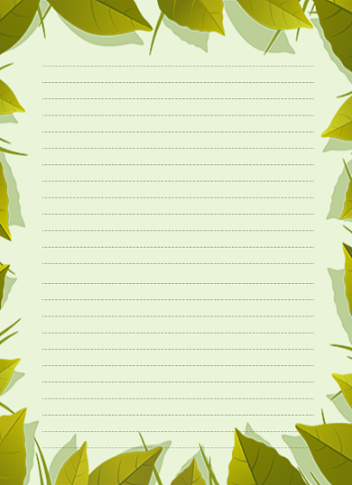 绿色文艺树叶信纸背景