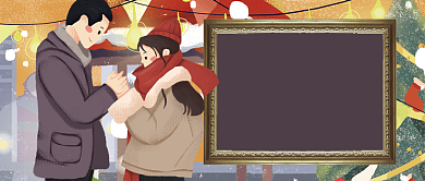 卡通情侣平安夜浪漫攻略公众号首图背景