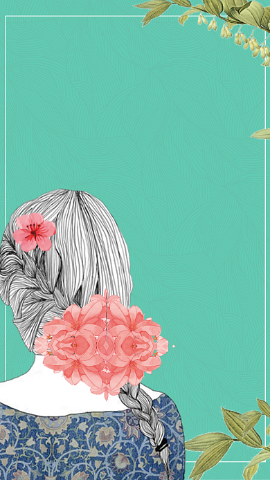 时尚手绘插画少女时节夏至背景