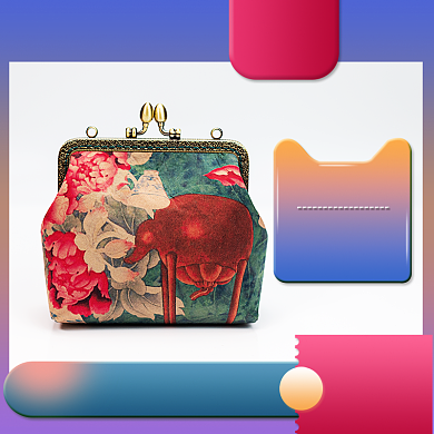 蓝色红色优雅复古女士手提包直通车背景