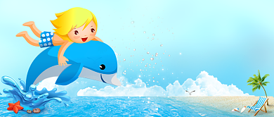 创意手绘卡通游泳插画微信公众号素材图片背景