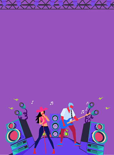 紫色炫酷风学校音乐社团纳新印刷海报背景