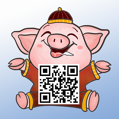 猪年卡通手绘可爱二维码背景
