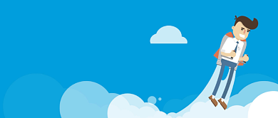 蓝色扁平化插画企业文化新媒体配图背景