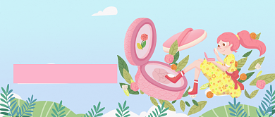 美妆达人插画公众号首图背景