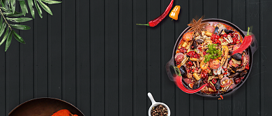 舌尖上的美味麻辣鲜香海鲜火锅美食公众号背景