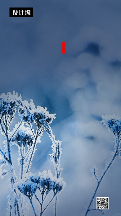 清新简约小寒传统节气手机海报模板背景