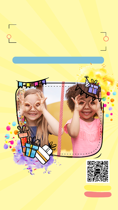 创意儿童摄影开业手机海报背景