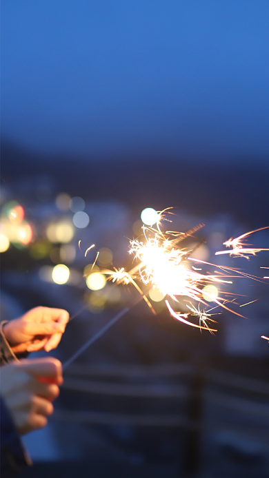 仙女棒烟花夜景光斑摄影手机摄影壁纸海报背景