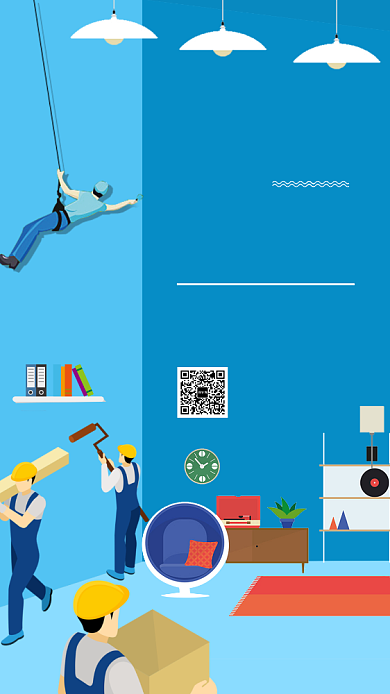 卡通室内装修宣传海报背景