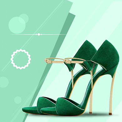 绿色黄色清新女鞋换季清仓直通车背景