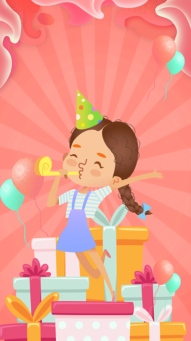 粉色卡通双十一通用促销手机海报背景