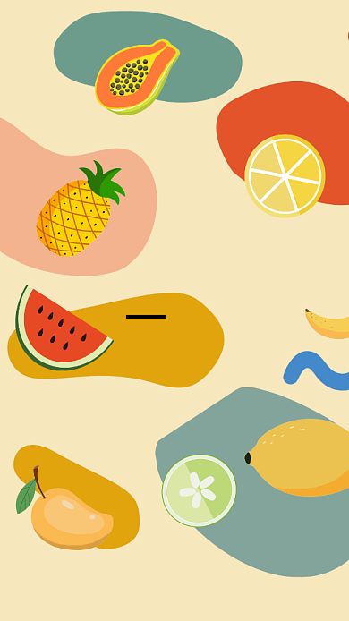 卡通清新插画水果手机海报背景
