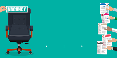 绿色清新插画商务风招聘人才展板背景