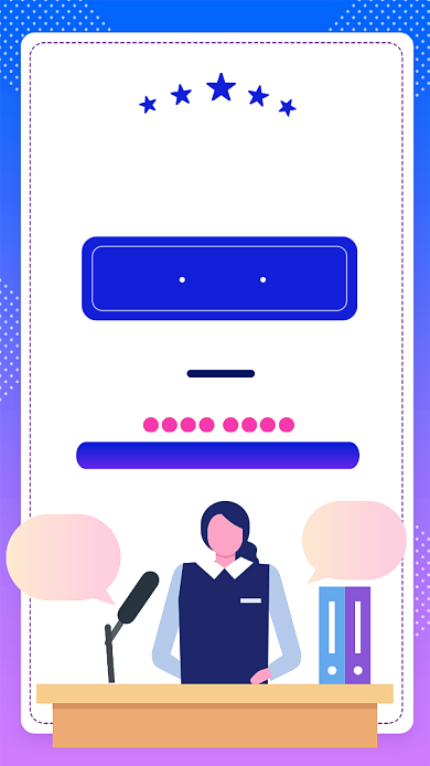 紫色渐变插画风广播站招新宣传海报背景