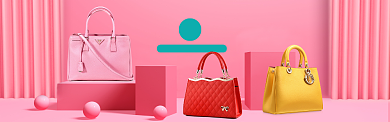 春夏新风尚包包粉色立体淘宝banner背景