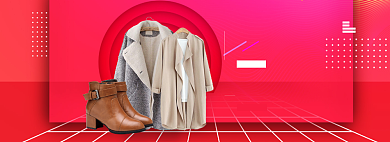 粉色清新年货节女装新品促销banner背景