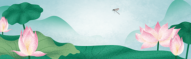 淡绿荷花质感淘宝banner背景