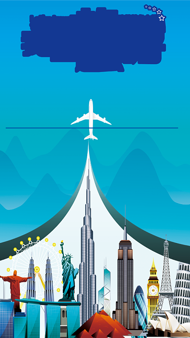 欧美欧洲旅游手机海报背景