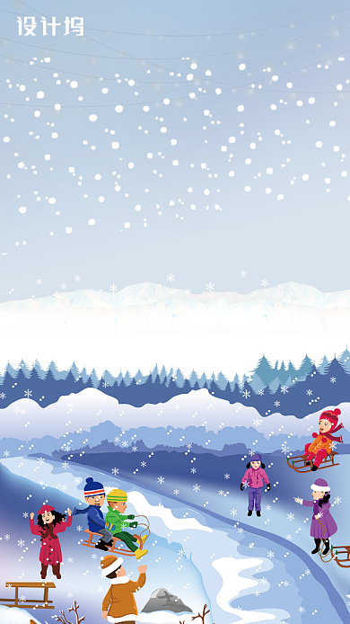 小雪传统节气插画宣传手机海报背景