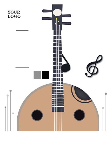 时尚扁平化乐器琵琶培训宣传海报背景