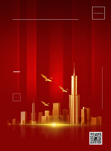 创意大气红金地产开盘促销手机海报背景