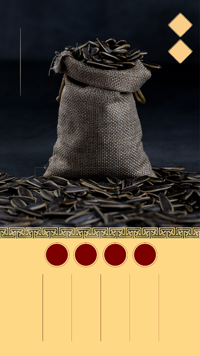 深色扁平年货瓜子促销手机海报背景